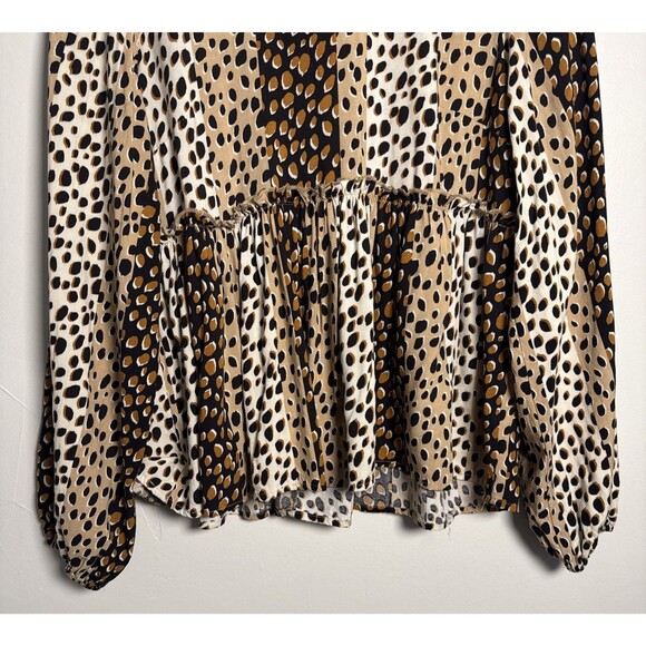 Andree by Unit Animal Leopard Print Baby Doll Top Women's Size Small Style 19899 - Picture 4 of 14
